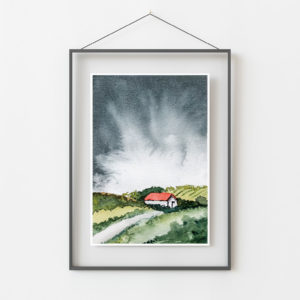 Red Roof in a Storm (Original)