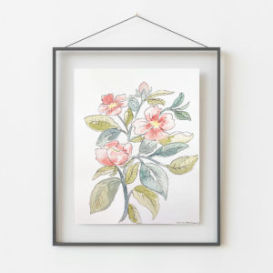 Soft Pink Outlined Flowers (Original)